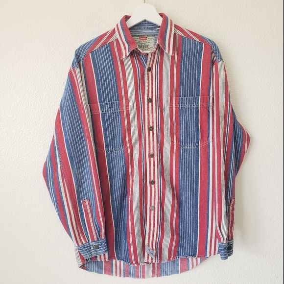 Levi's Other - Vintage Levi's Denim Shirt Striped Patriotic Small